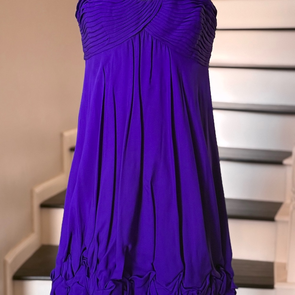 BCBG Maxazria Strap or Strapless, Bubble Hem, Purple Dress